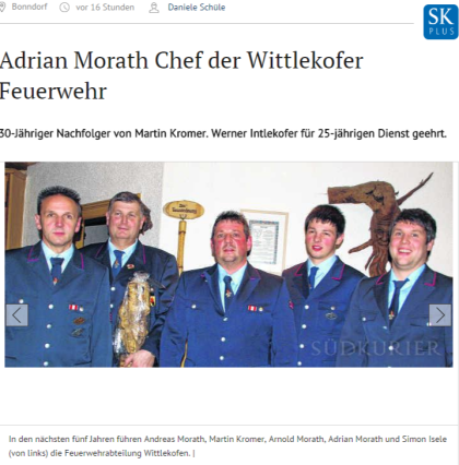 Bonndorf Adrian Morath Chef der Wittlekofer Feuerwehr SÜDKURIER Online
